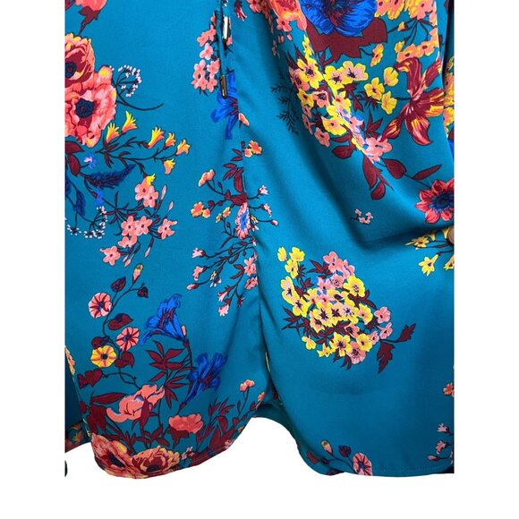 Pioneer Woman Teal Floral Long Sleeve Blouse XXXL Polyester Casual Comfortable - Picture 10 of 16
